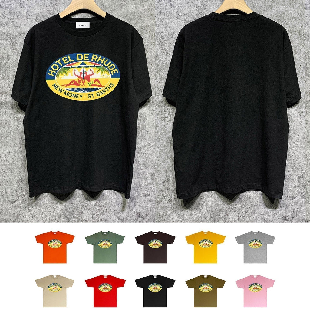 Rhude T-shirts Printed Trendy Pure Cotton