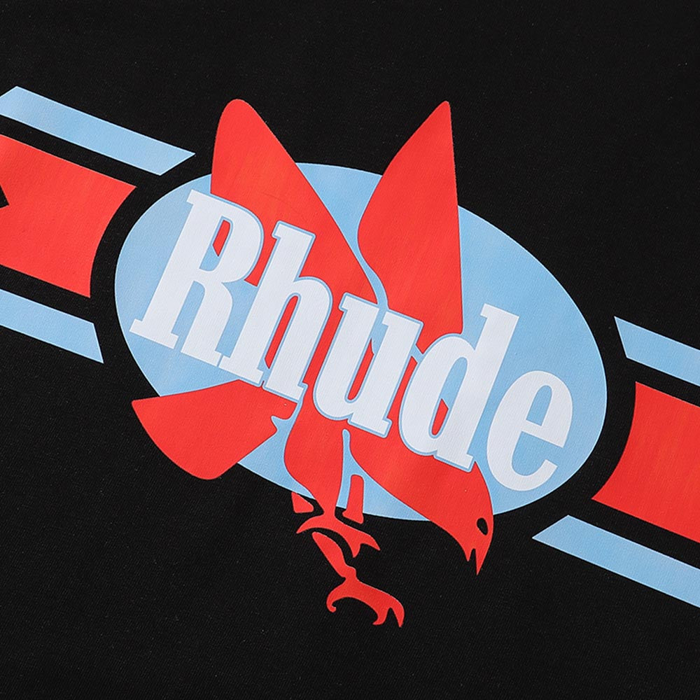 Rhude T-shirts Eagle Print Cotton Casual Short Sleeve Men and Women