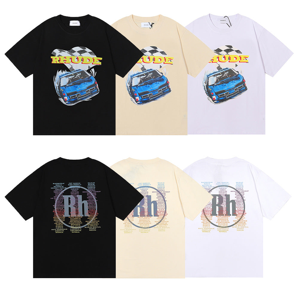 Rhude T-shirt Micro Label Alphabet Racing Print Short Sleeve T-shirt