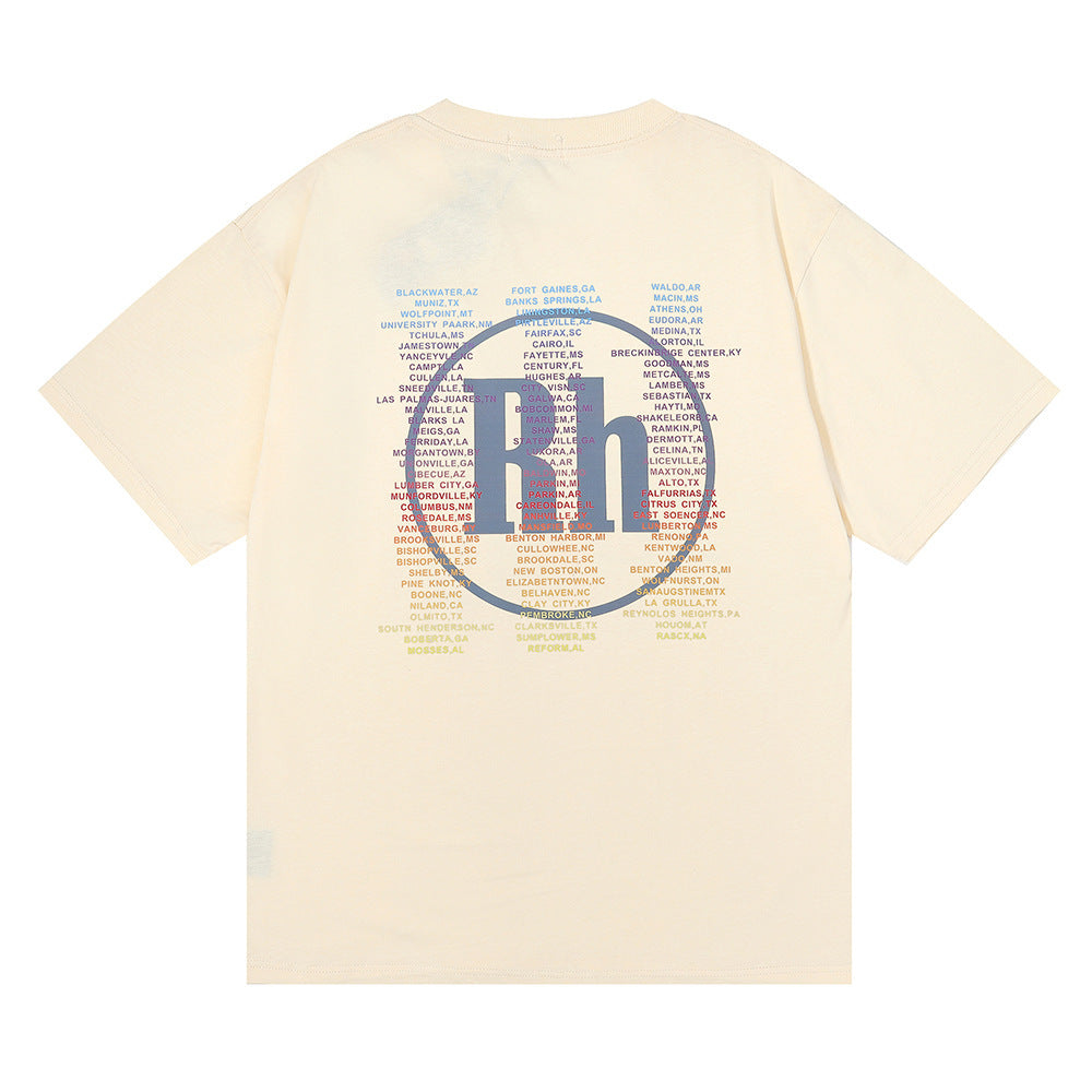Rhude T-shirt Micro Label Alphabet Racing Print Short Sleeve T-shirt