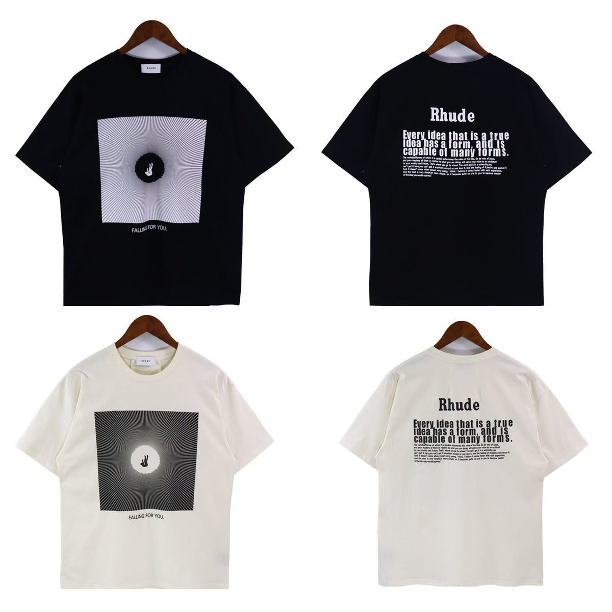Rhude T-shirt Alphabet Slogan Printed Short Sleeve T-shirt