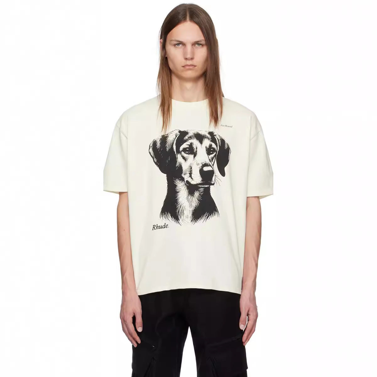 Rhude T-shirt Hound Letter Print Short Sleeve T-shirt