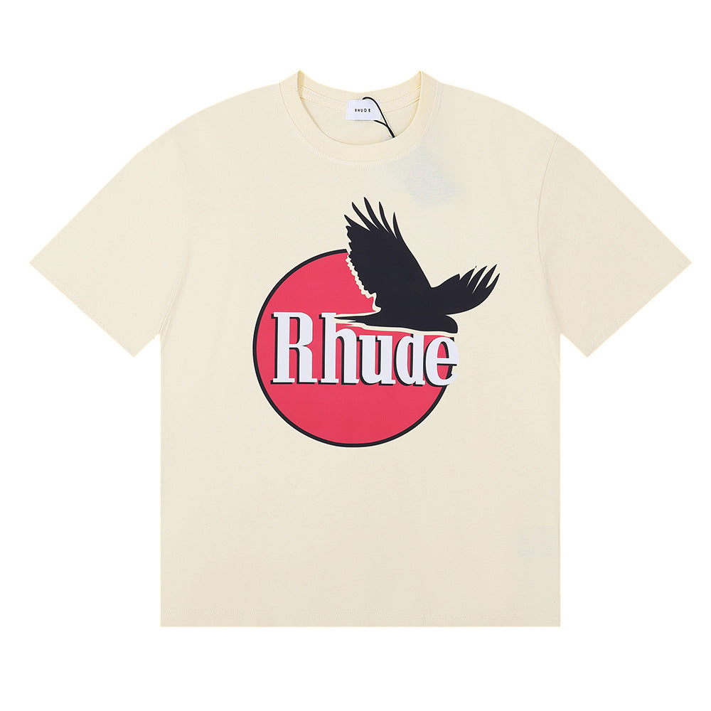 Rhude T-shirt Black Dove Letter Print Short Sleeve T-shirt