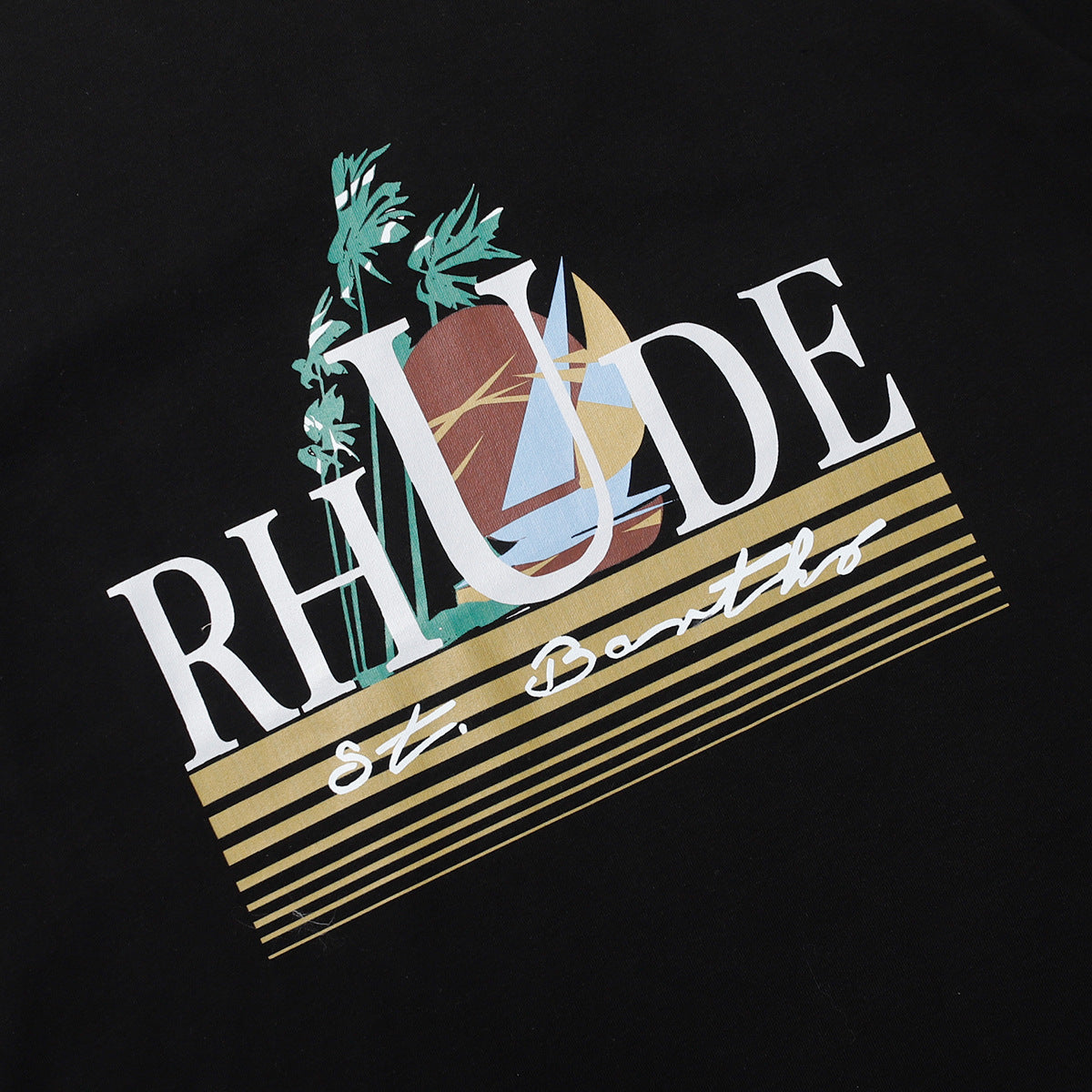 Rhude T-shirt Sailing Coconut Tree Print Short Sleeve T-shirt