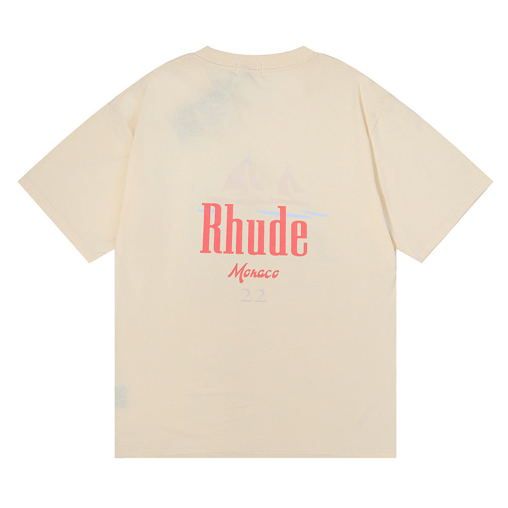 Rhude T-shirt Los Angeles RHUDE Sailing Letter Print Short Sleeve T-shirt