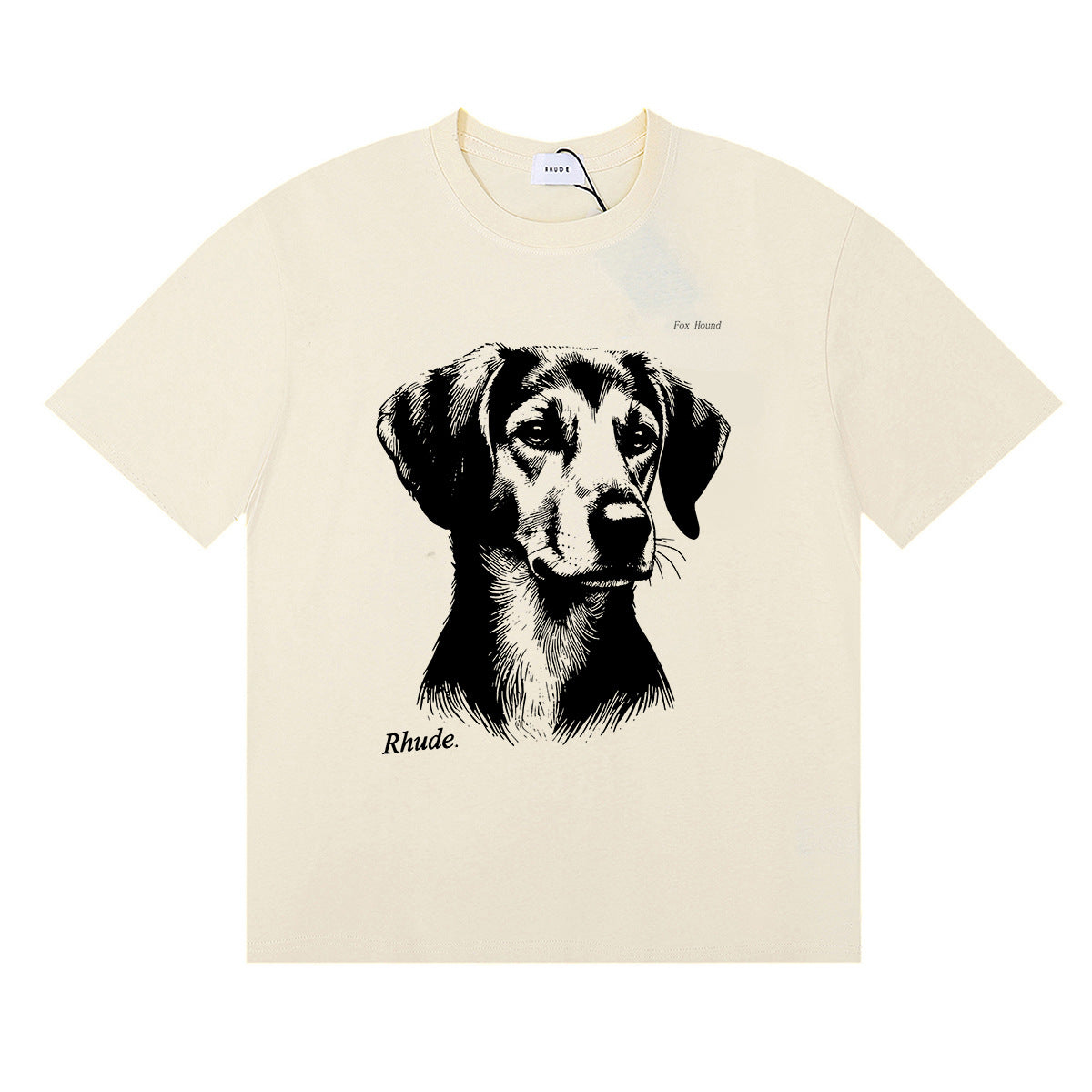 Rhude T-shirt Hound Letter Print Short Sleeve T-shirt