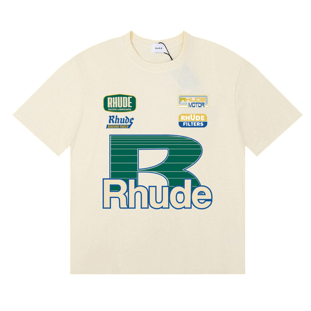 Rhude T-shirts Graffiti Printing Cotton Casual Short Sleeve Men and Women
