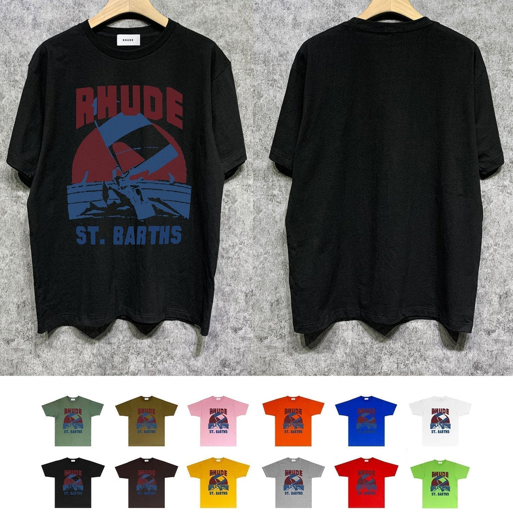 Rhude T-shirts Printed Trendy Pure Cotton