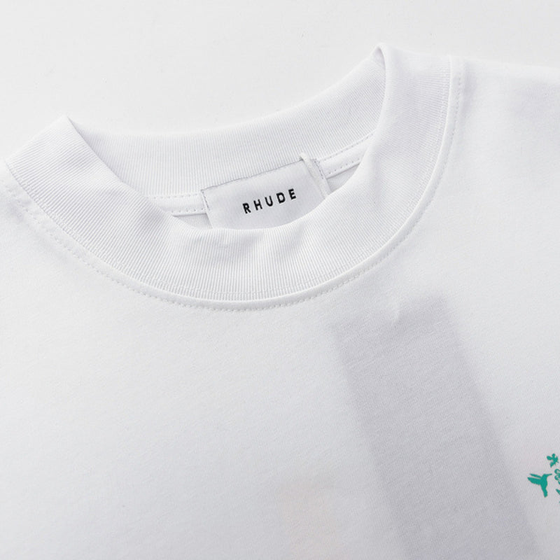 Rhude T-shirt Micro Label Letter Coconut Pattern Short Sleeve T-shirt